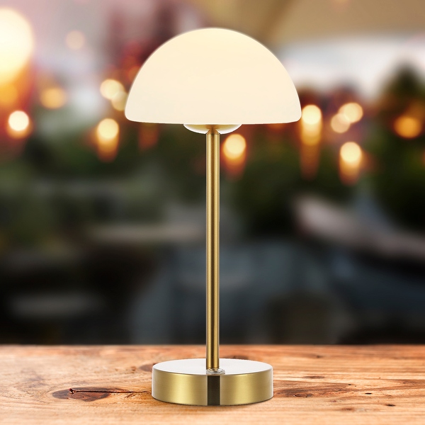 Carson 12.5 Modern Minimalist Iron Wireless Rechargeable Integrated LED Table Lamp Nickel White by JONATHAN Y On Sale Bed Bath Beyond 36024377