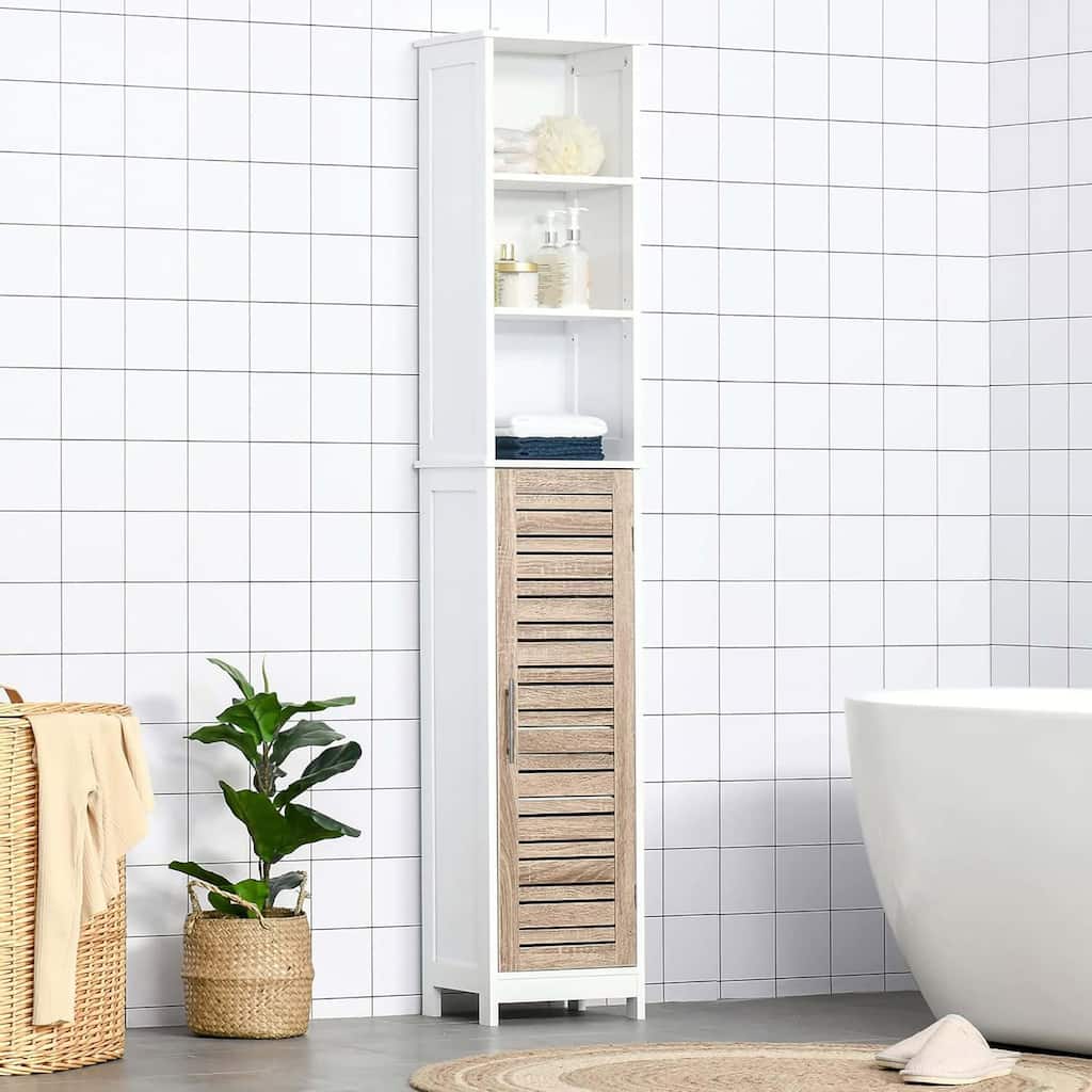 Stockholm Tall Bathroom Storage Cabinet Slim Linen Tower - 13 7/8"L x 10.4"W x 68"H