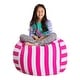 preview thumbnail 144 of 192, Kids' Stuffed Animal Storage Bean Bag Chair Cover or Toy Organizer 38 Inches Large - Canvas Stripes Pink and White
