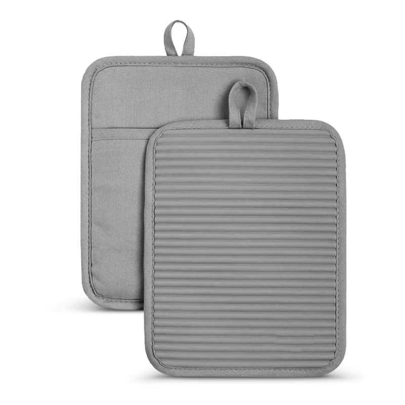 Cheer Collection Ribbed Silicone Pot Holders 2 Pack Cotton Lined