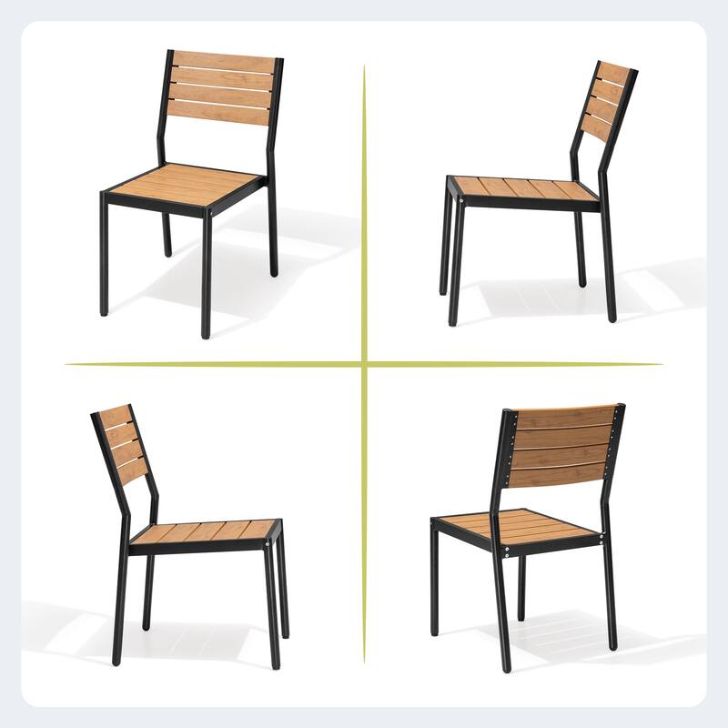 11/13-Piece Outdoor Dining Set Aluminum Dining Table with Umbrella Hole and Stackable Chairs