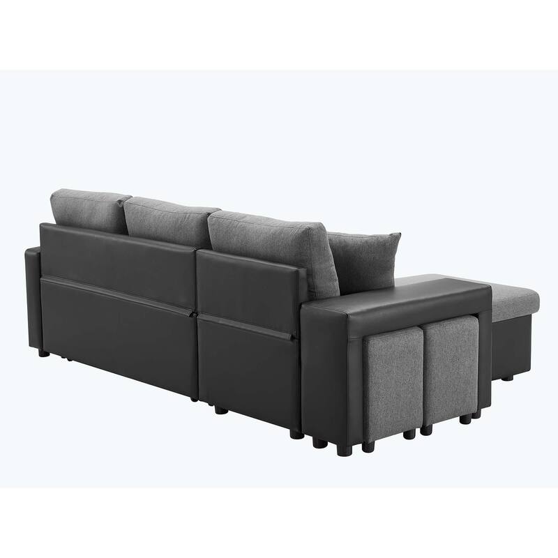 Classic and Cozy L-shape Pull-out Sleeper Sectional Sofa