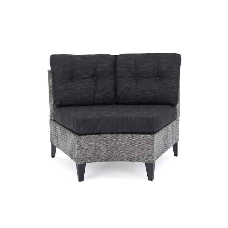 Outdoor Wicker Curved Sectional Sofa Set with Waterproof Cushions