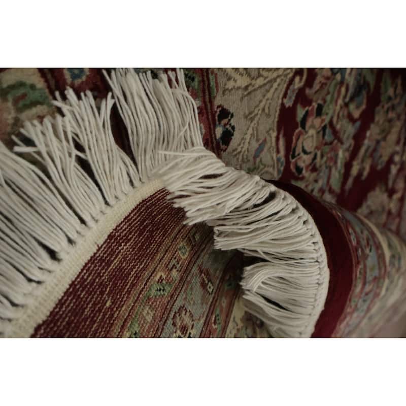 Hand Knotted Oriental 100% Wool Carpet Traditional Floral Red Aubusson Area Rug - 10' 3'' X 8' 0''