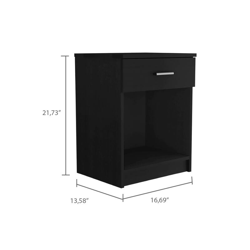 FM Furniture Pictor Nightstand with One Drawer, Lower Shelf, and Superior Top