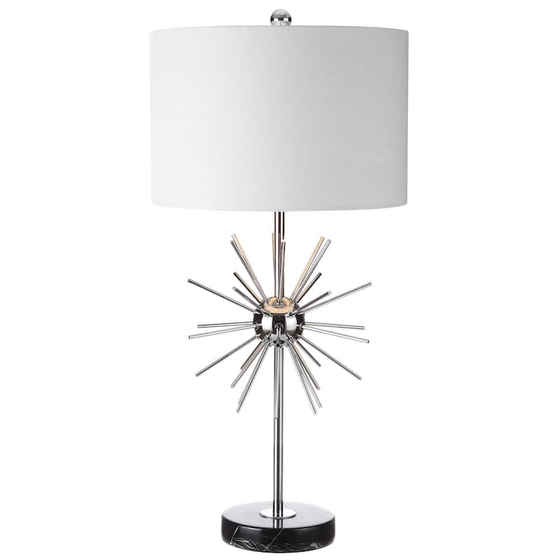 Hall 31.5" Metal/Marble LED Table Lamp, Chrome (Set of 2) by JONATHAN Y