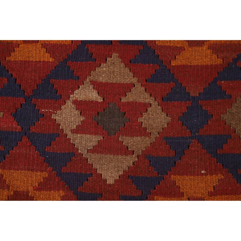 Multi-Color Kilim Oriental Area Rug Hand-woven Reversible Wool Carpet - 7'0" x 9'7"