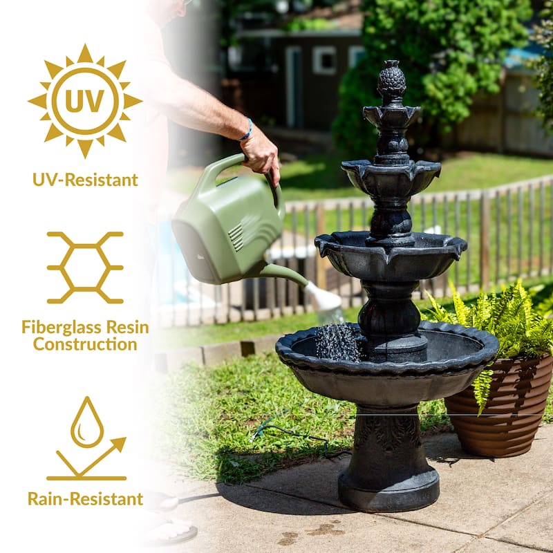 Sunnydaze 4-Tier Pineapple Outdoor Water Fountain - 52" H