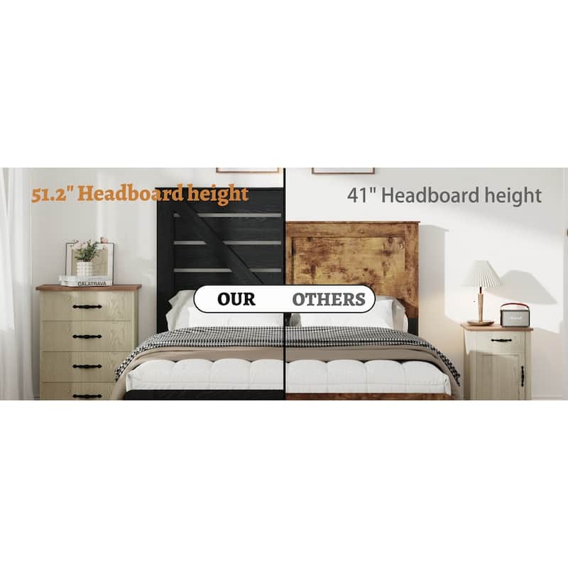 Wood Platform Bed Frame Large Under Bed Storage