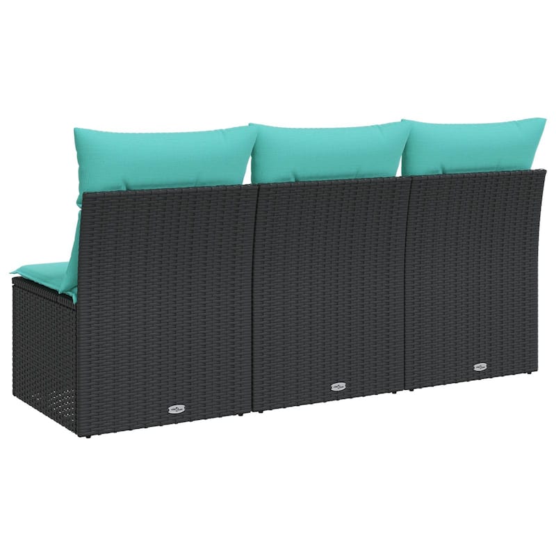 vidaXL Patio Furniture with Cushions Seating Poly Rattan Brown/Gray/Black - 67.7 x 24.4 x 27.7