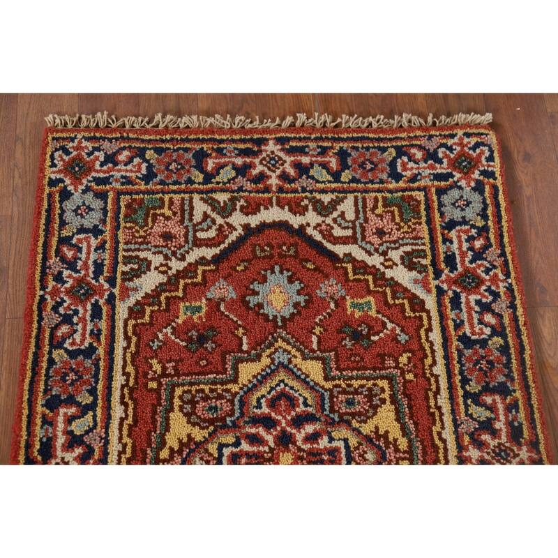 Orange Heriz Serapi Indian Accent Rug Handmade Wool Carpet - 2'0" x 3'0"