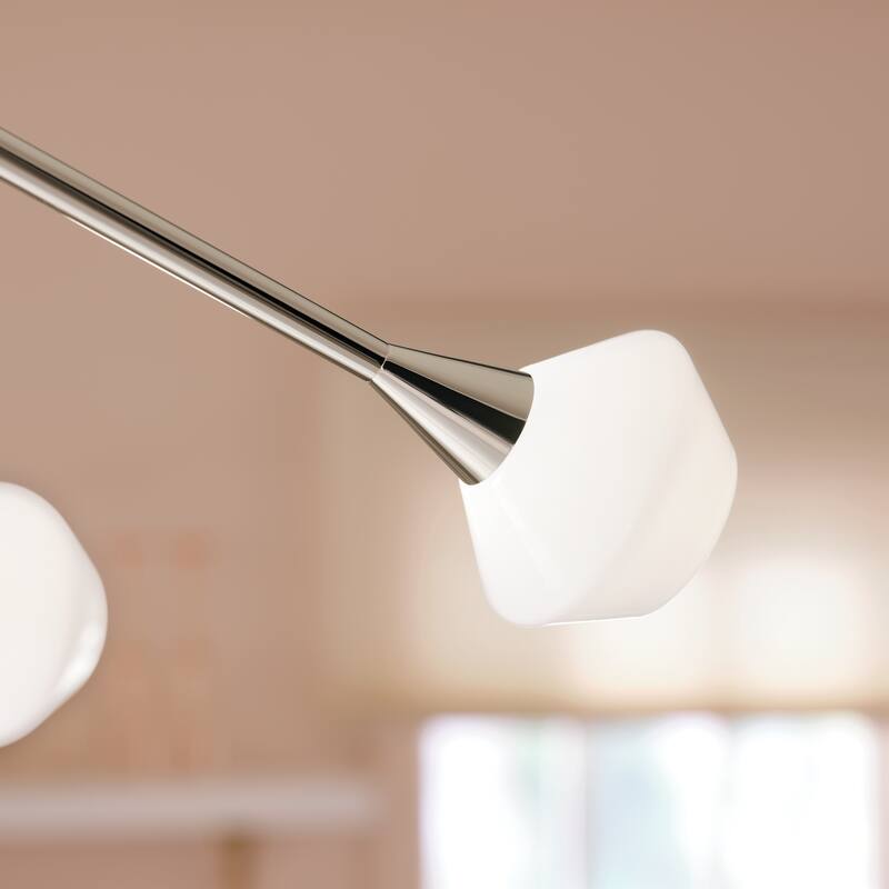 Cassius 61.25 Inch 8 Light Convertible Chandelier with Opal Glass in Polished Nickel