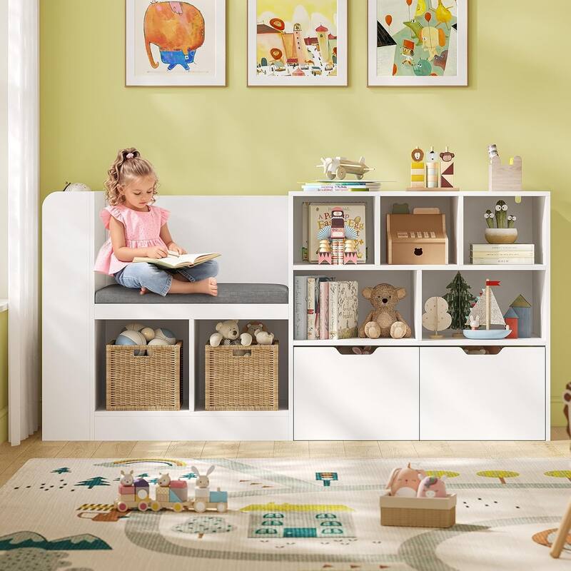 Toy Storage Organizer Kids Bookshelf 2 Drawers Book Display Kindergarten