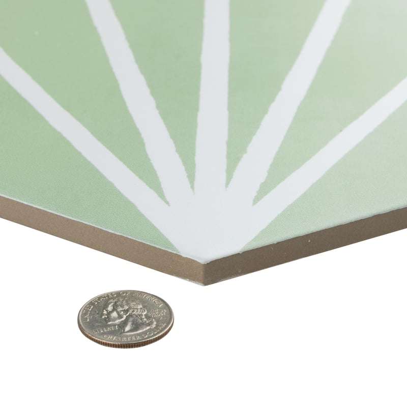 Merola Tile Horizon Dusk Hex Verde 7-3/4" x 9" Porcelain Floor and Wall Tile