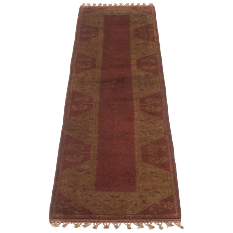 ECARPETGALLERY Hand-knotted Color Transition Brown Wool Rug - 2'6 x 9'0