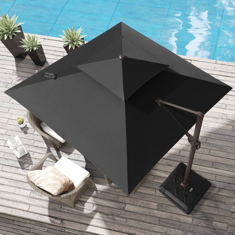 Crestlive Products 10FT Aluminum Square Double Top Patio Cantilever-Offset Umbrella