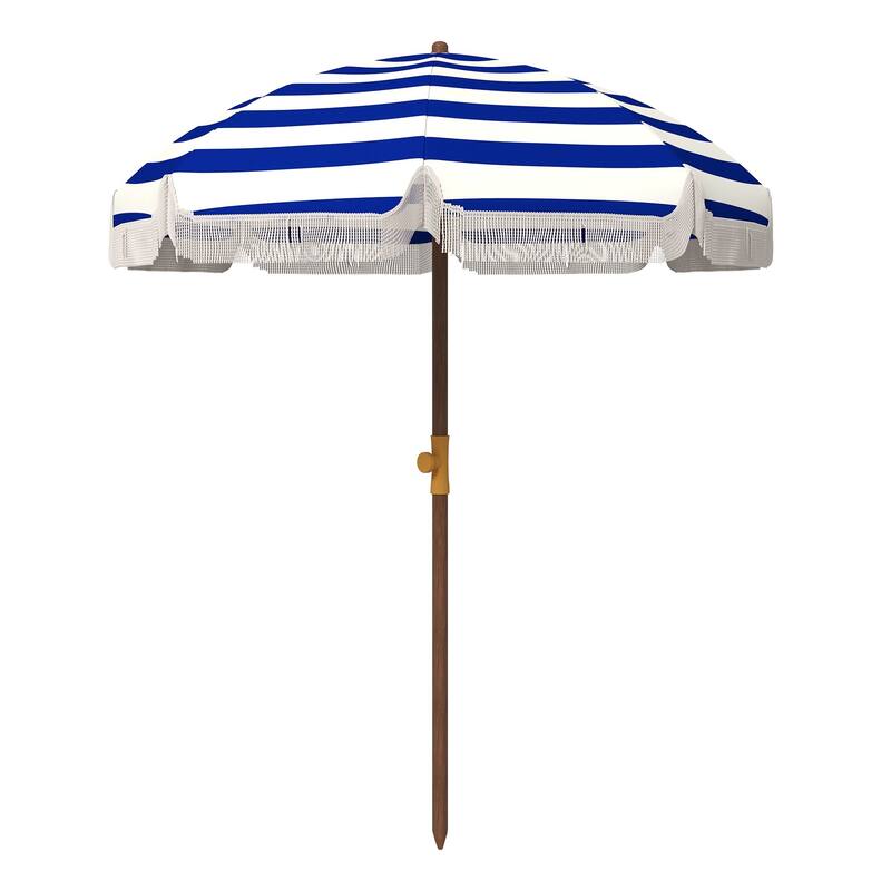 Portable Beach Umbrella with Ventilated Canopy - Blue Stripe