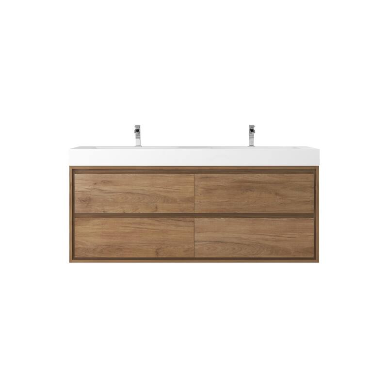 Morava 60" Floating Vanity with Double Sink - 60 - White Oak