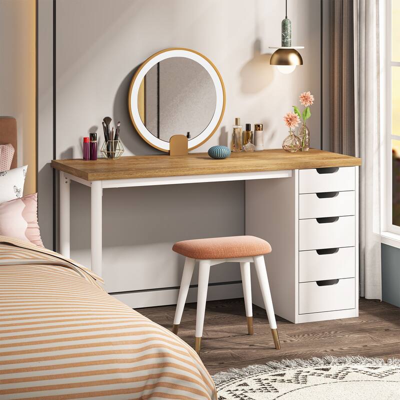 47 inches Vanity Desk with 5 Drawers, Modern Makeup Desk