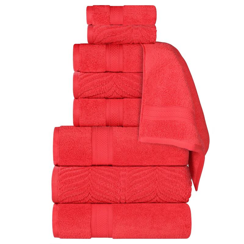 Superior Chevron Zero Twist Solid and Jacquard Cotton 9 Piece Towel Set