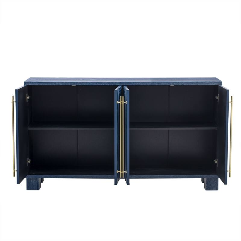 Wood Sideboard with Adjustable Shelves and Gold Handles