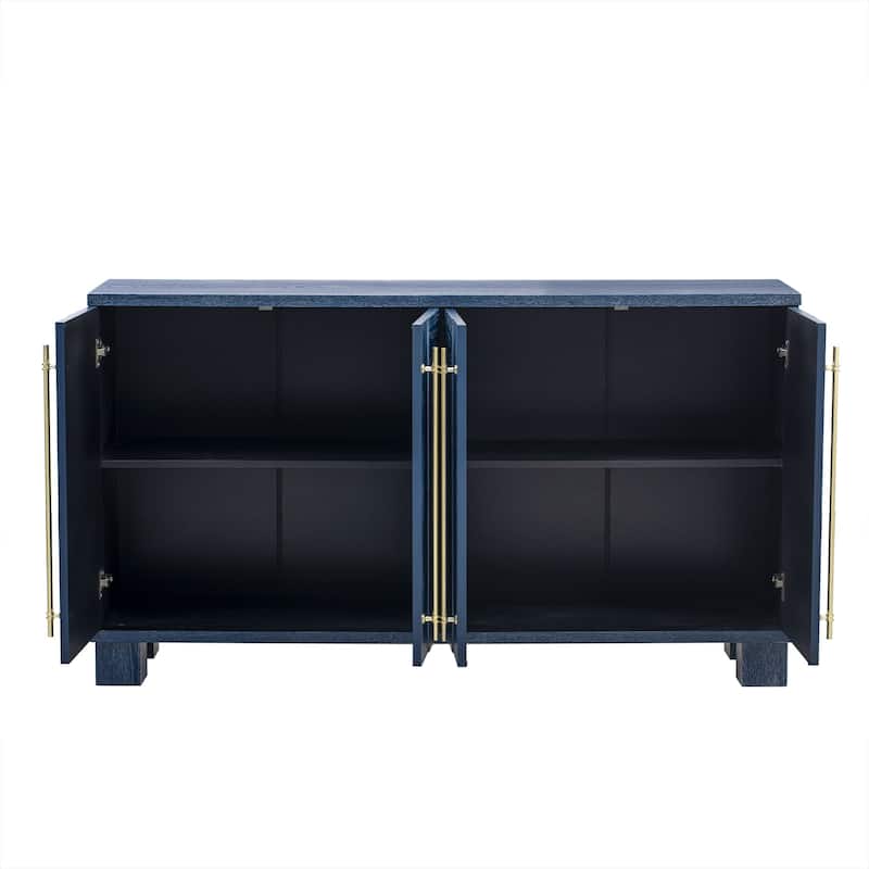 Wood Traditional Style Sideboard with Adjustable Shelves and Gold Handles