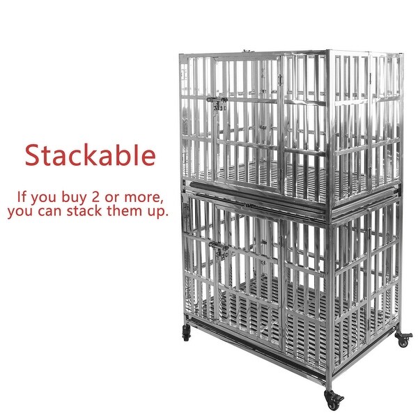 confote Stackable Dog Kennel Cage Crate Stainless Steel Bed Bath