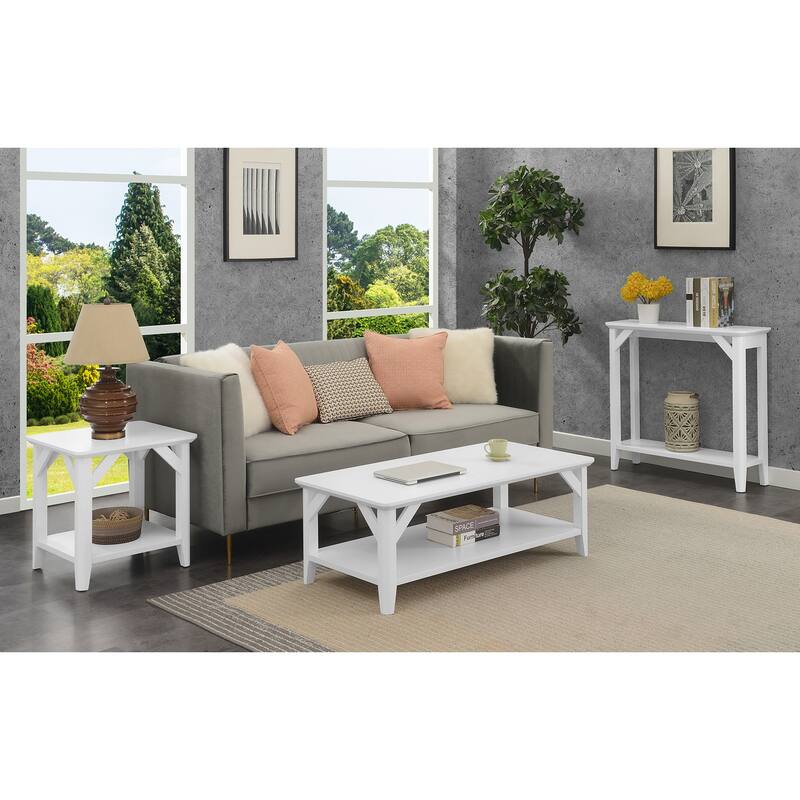 Rustic End Table with Shelf, Two Tier Storage and Tapered Legs, Woodgrain Accent Table for Living Room or Family Room - 22