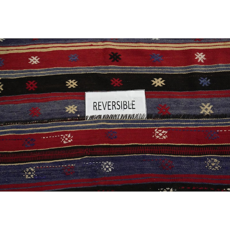 Hand Woven Oriental 100% Wool Carpet Southwestern Tribal Multi-Colored Kilim Area Rug - 7' 3'' X 5' 0''