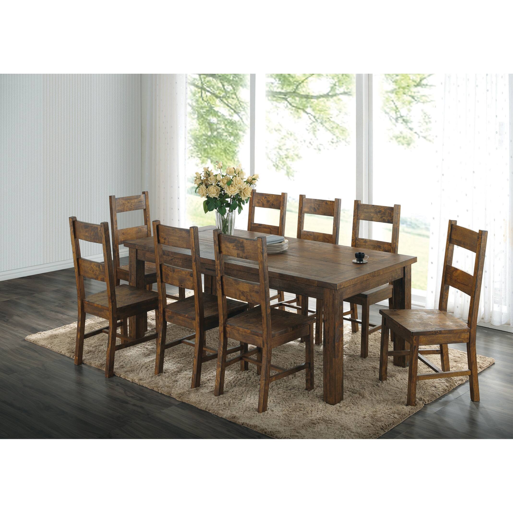 Kane Rustic Golden Brown Ladder Back Dining Chairs (Set of 6) Bed