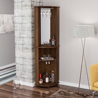 Boahaus Glasgow Corner Bar, Glass Door, Back Mirror, Cup Holder, 02 Shelves 