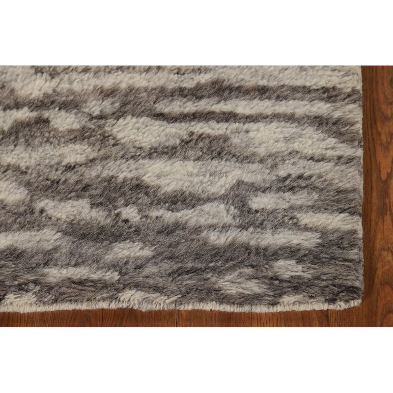 Abstract Moroccan Indian Accent Rug Handmade Beige Wool Carpet - 2'0"x 3'0"