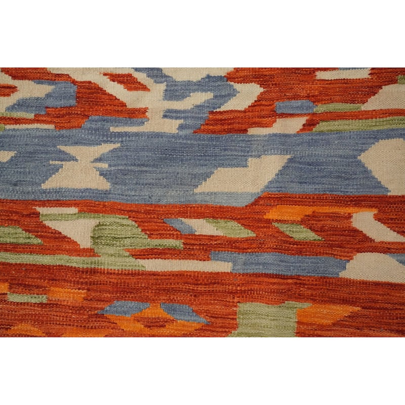Hand Woven Oriental 100% Wool Carpet Southwestern Modern Multi-Colored Kilim Area Rug - 5' 10'' X 4' 0''