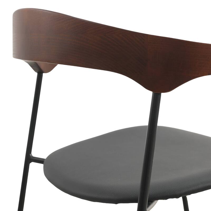 Lyra Modern Dining Chair in Upholstered Faux Leather with Beech Wood Back & Metal Legs by LeisureMod