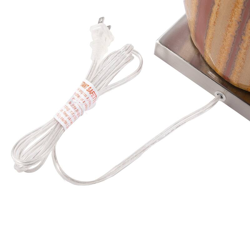 Anmytek Mid Century Modern Table Lamp Textured Ceramic Base Fabric Shade Boho Chic Bedroom Living Room Office Warm Lighting