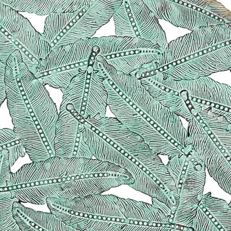 Textured Feather 3-piece Metal Disc Wall Decor Set - Green