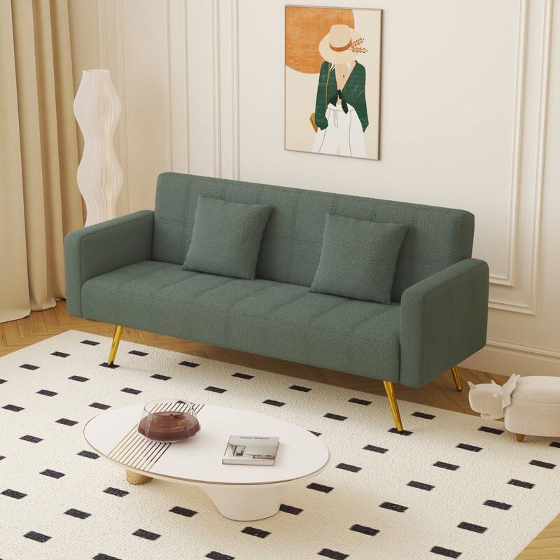 71.26" Teddy Velvet Three-Seater Sofa Bed,Beige