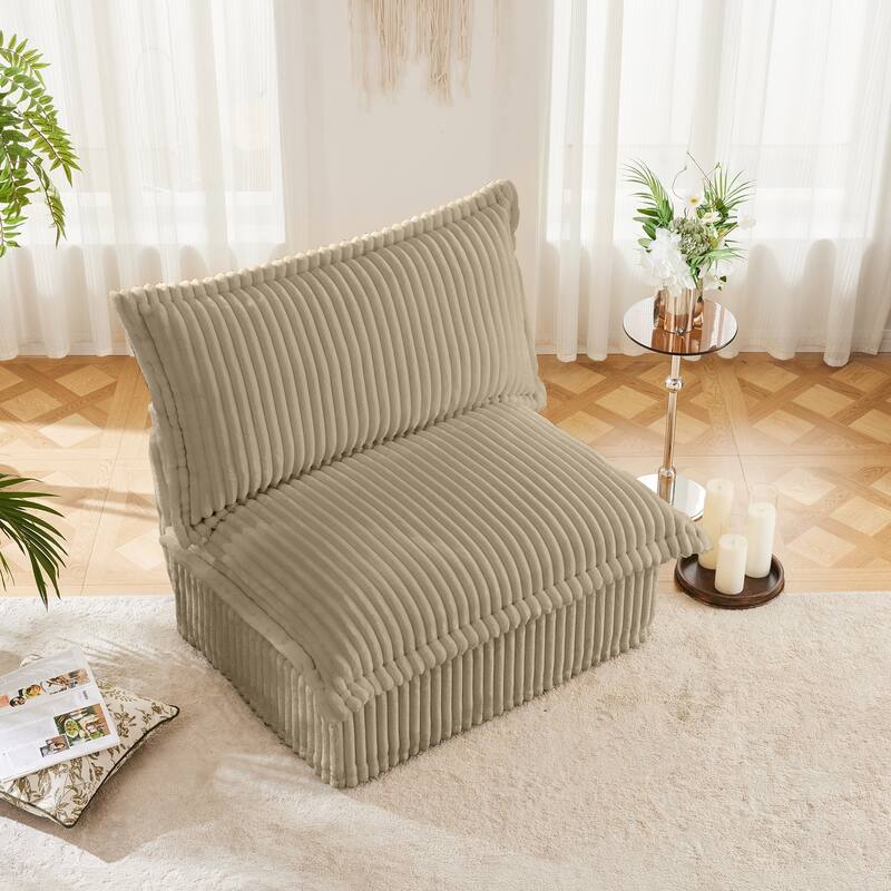 Armless Accent Chair Corduroy Upholstered Single Sofa Chair with Removable, Cover Living Room Reading Chair