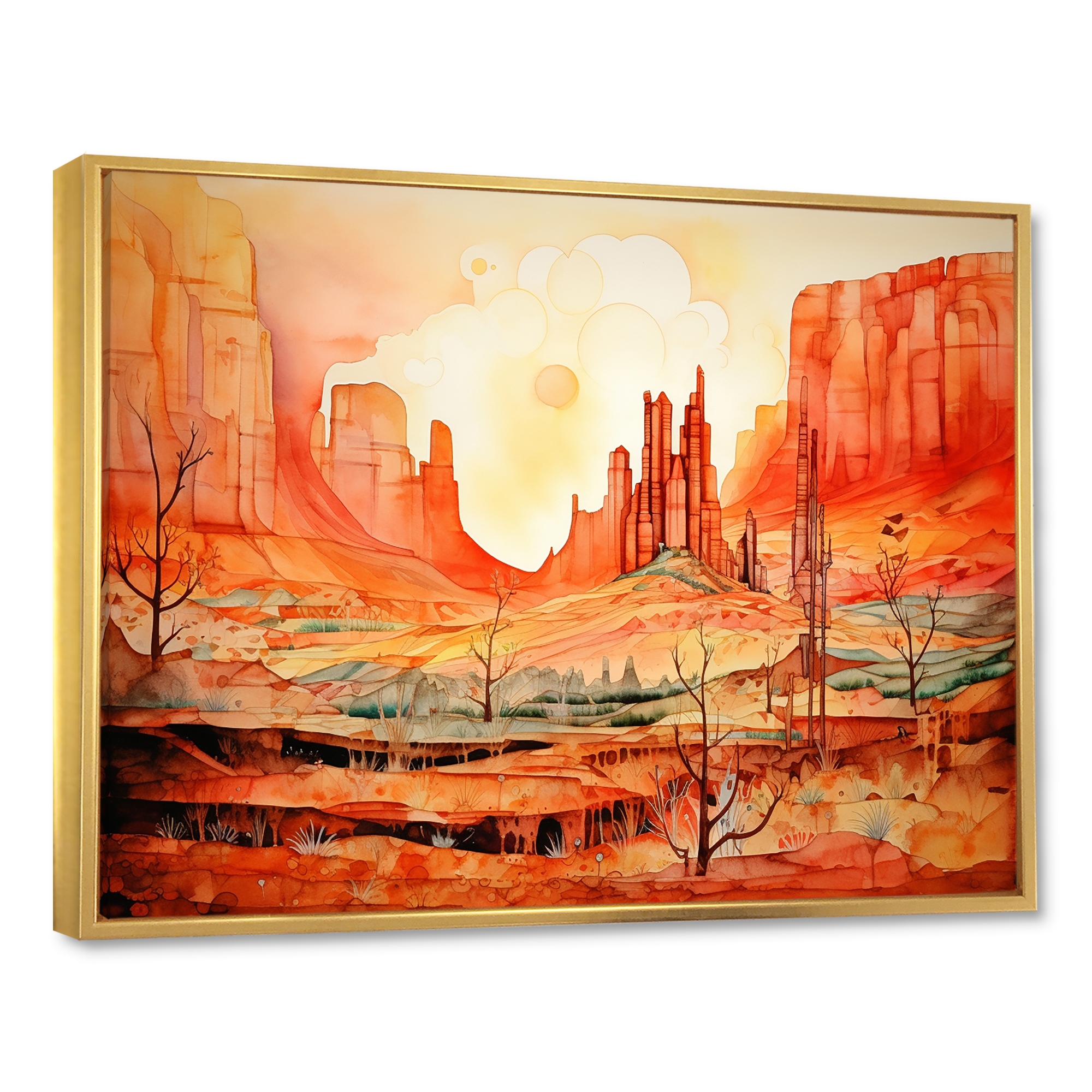 Design Art Native Navajo Landscape I Format Gold Floater Framed