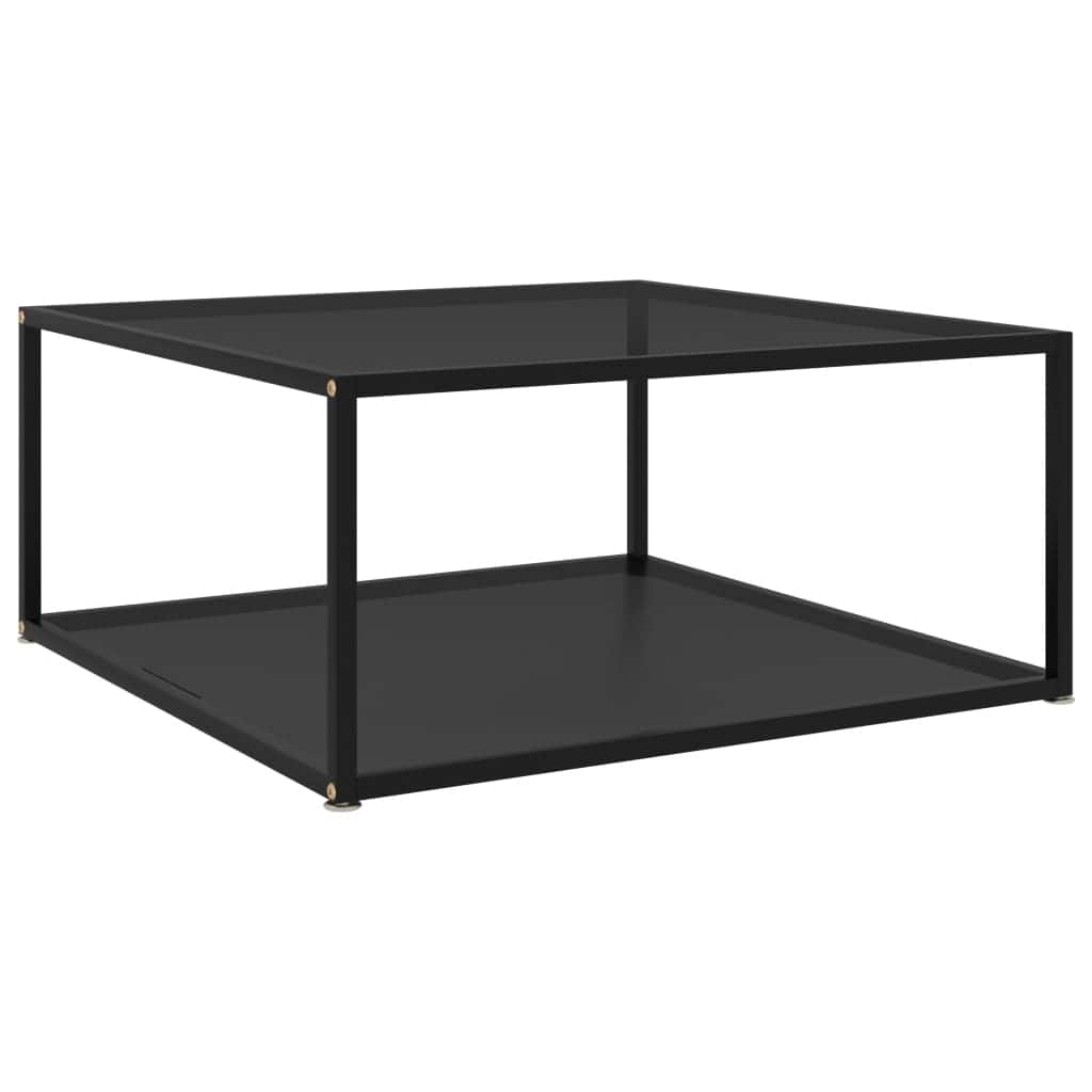 vidaXL Coffee Table Black 31.5"x31.5"x13.8" Tempered Glass - 31.5" x 31.5" x 13.8"