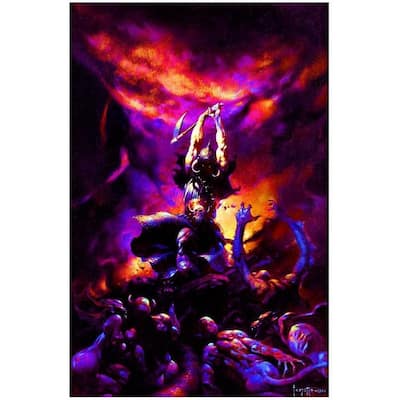 Death Dealer 2 Fantasy Frank Frazetta Non Flock Blacklight Art Poster - 24 x 36 Inch