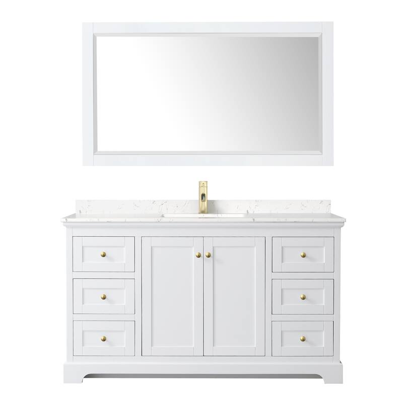Avery 60 Inch Single Vanity, Cultured Marble Top, 58 Inch Mirror