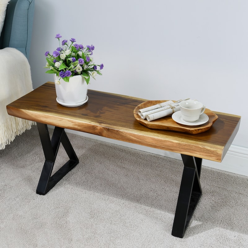 Natural Wood Rectangle Bench