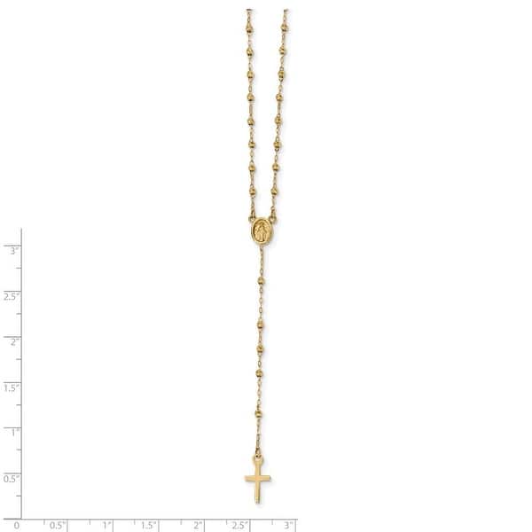 14k 14kt Yellow Gold Polished Cross Rosary Necklace 16 inch 