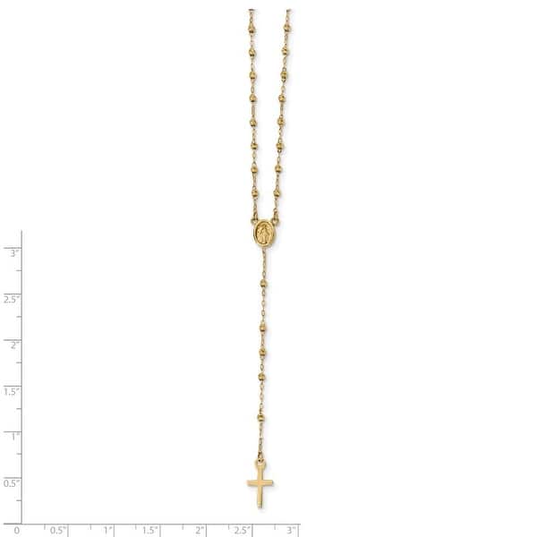 14k 14kt Yellow Gold Polished Cross Rosary Necklace 16 inch 14k 14kt Yellow Gold Polished Cross Rosary Necklace 16 inch