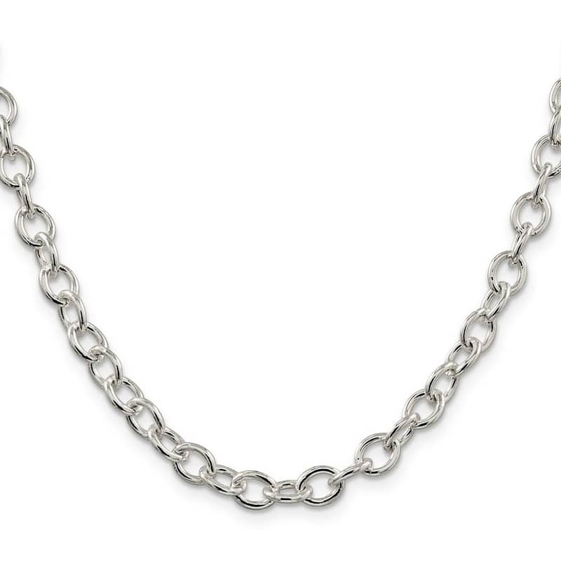 Curata 925 Sterling Silver 6.8mm Oval Cable Chain Necklace