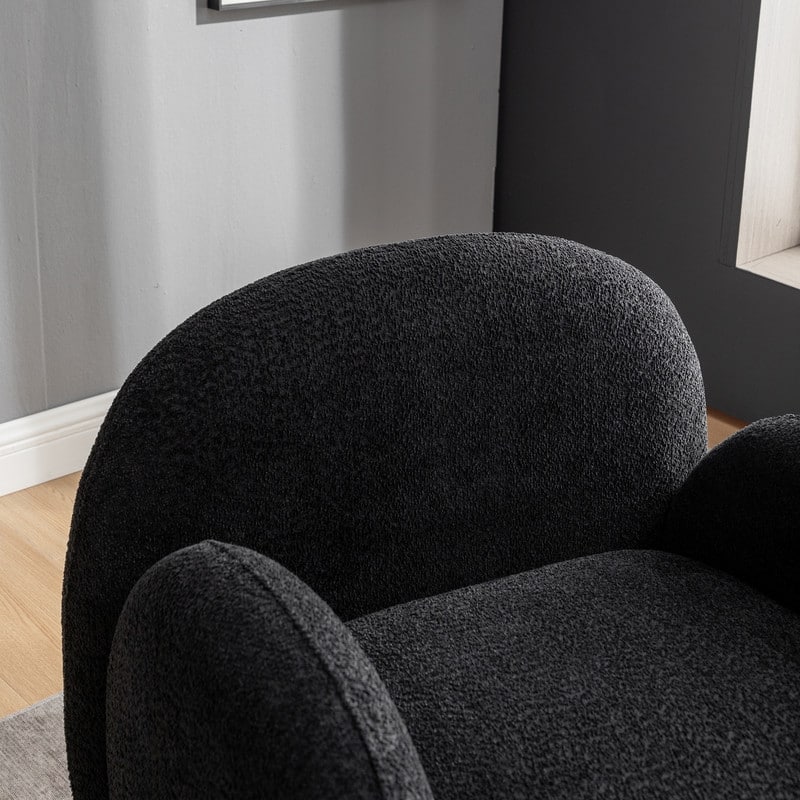 SEYNAR Modern Glam Boucle Upholstered 360 Degree Swivel Accent Armchair, Barrel Chair for Living Room