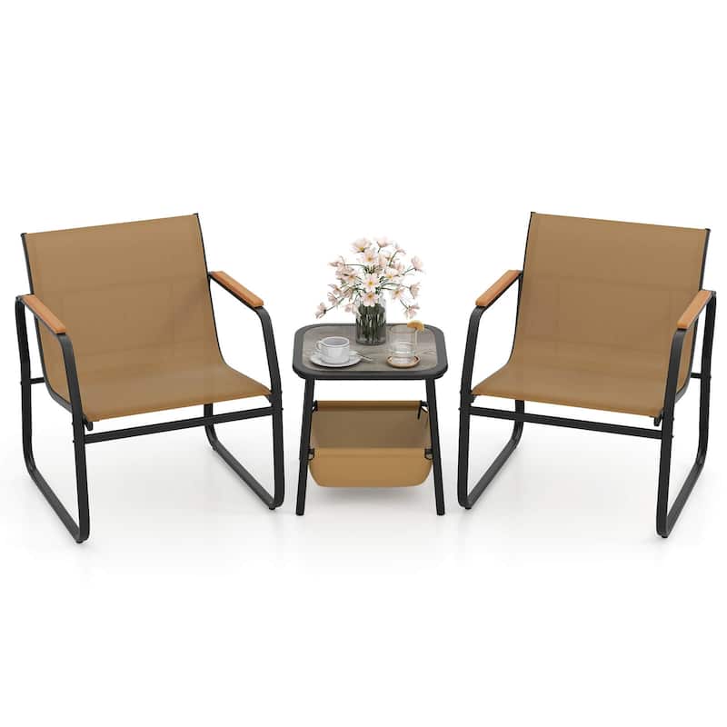 Costway 3 PCS Patio Furniture Set with Breathable Mesh Fabric and - See Details
