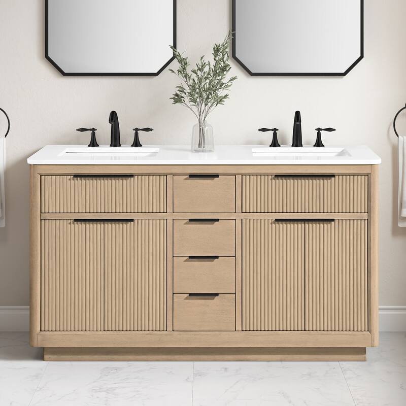 OVE Xander Bathroom Vanity with White Engineered Stone Top