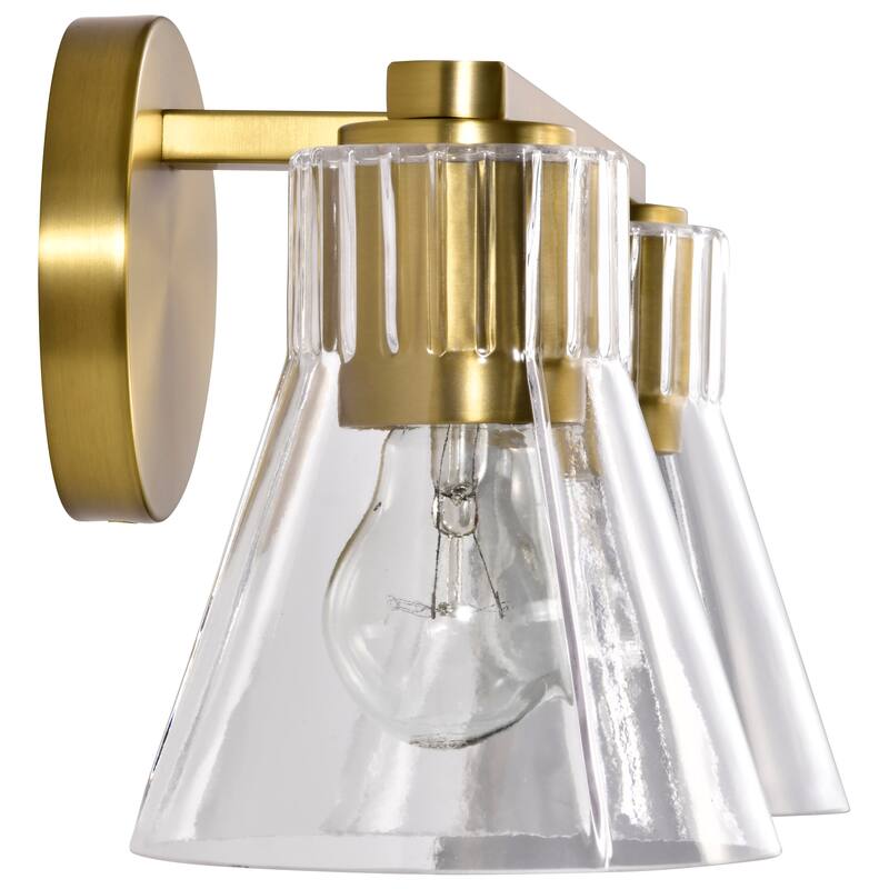 Gianna 2 Light Vanity Vintage Brass Finish Clear Glass - Vintage Brass